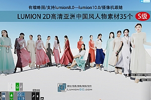 LUMION 2D高清亚洲中国风人物素材35个
