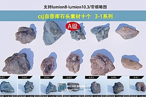 lumion自带库csj精品石头素材十个   3-1系列