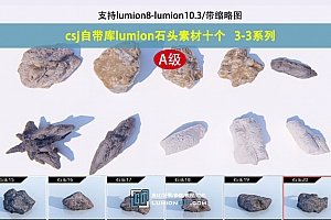 csj自带库lumion精品石头素材十个   3-3系列