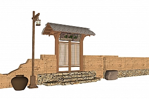 美丽乡村景墙 su模型6个